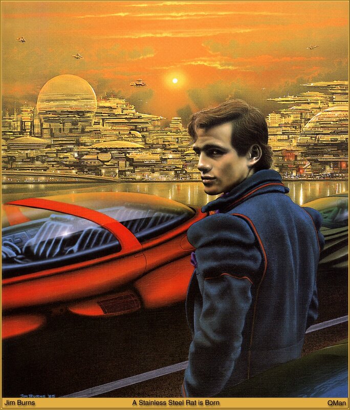 futuristic cityscape with man