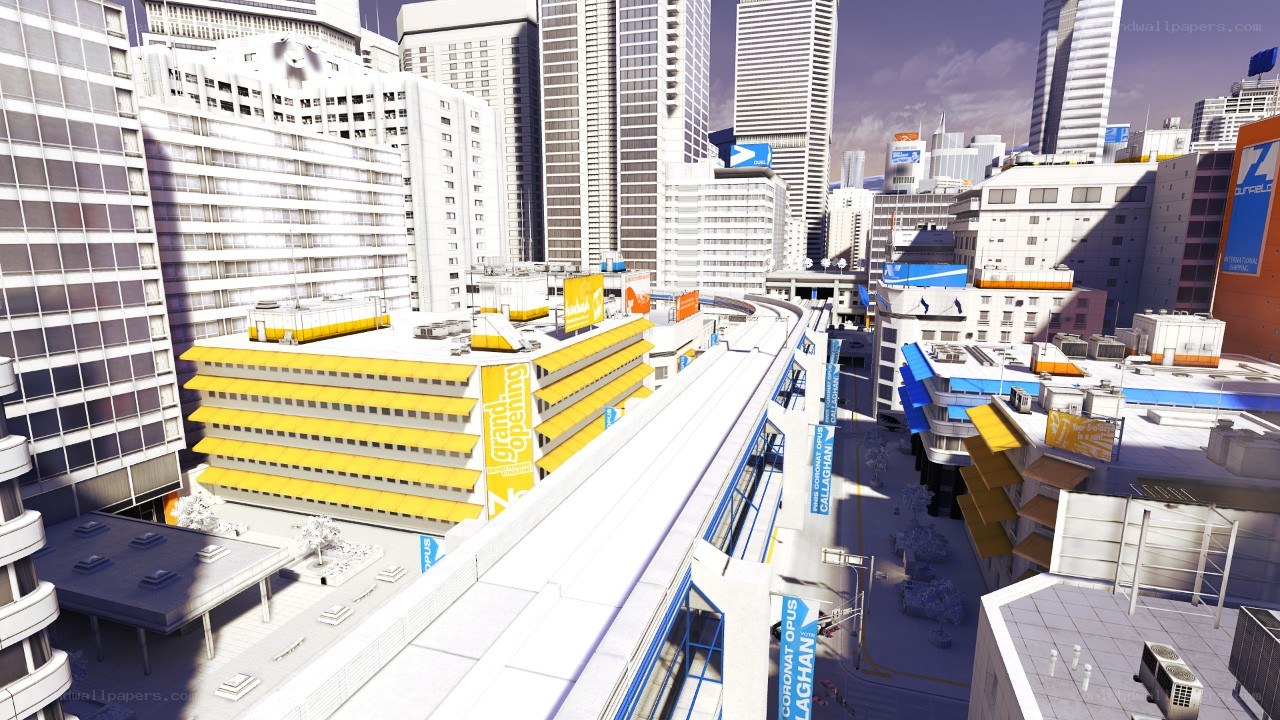 futuristic cityscape with monorail