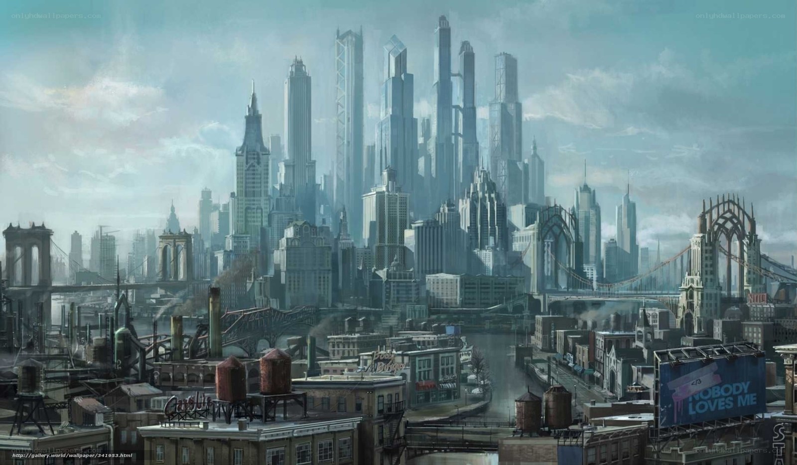 futuristic cityscape with skyscrapers