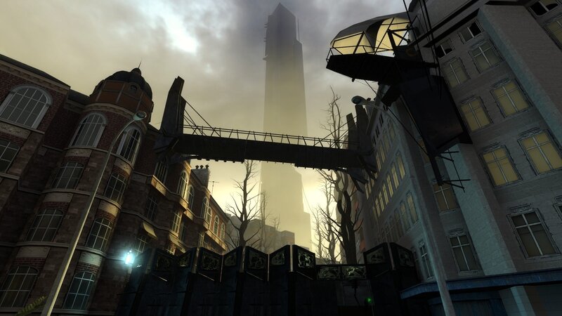 futuristic cityscape with tower