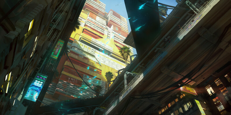 Futuristic Cityscape — Yellow, Dramatic, Afternoon, Digital Art
