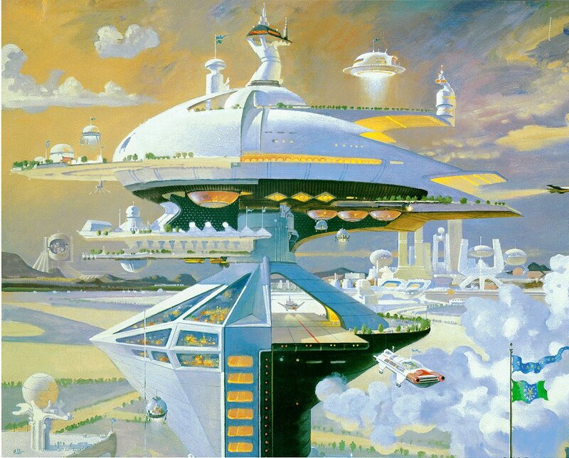 Futuristic Cityscape — Yellow, Dramatic, Afternoon