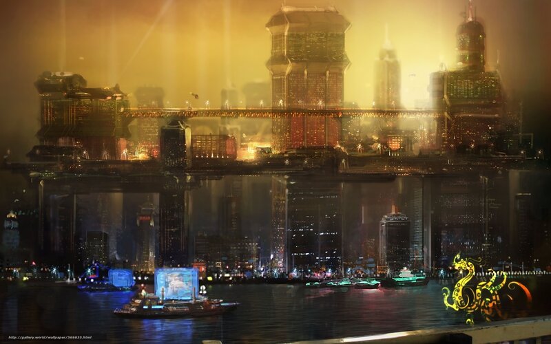 Futuristic Cityscape — Yellow, Dramatic, Night