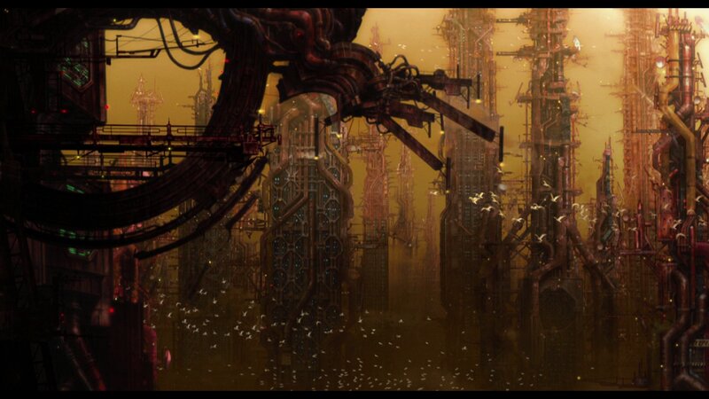 Futuristic Cityscape — Yellow, Dramatic, Sunset, Anime