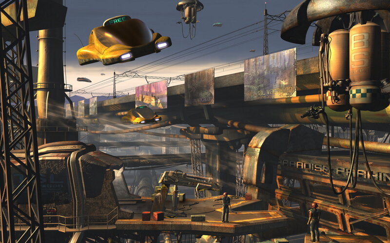 Futuristic Cityscape — Yellow