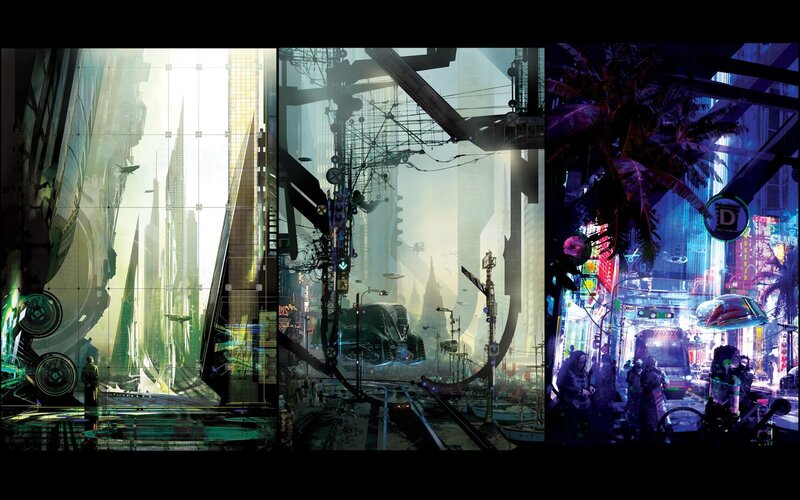 futuristic cityscapes collage