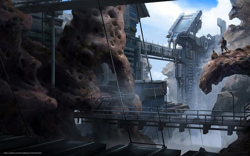 Futuristic cliffside colony