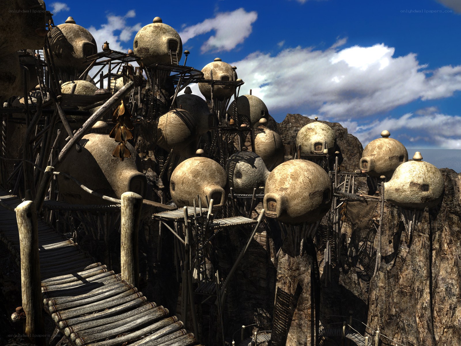 Futuristic cliffside village