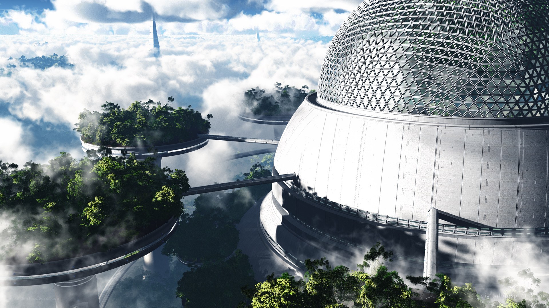Futuristic cloud city