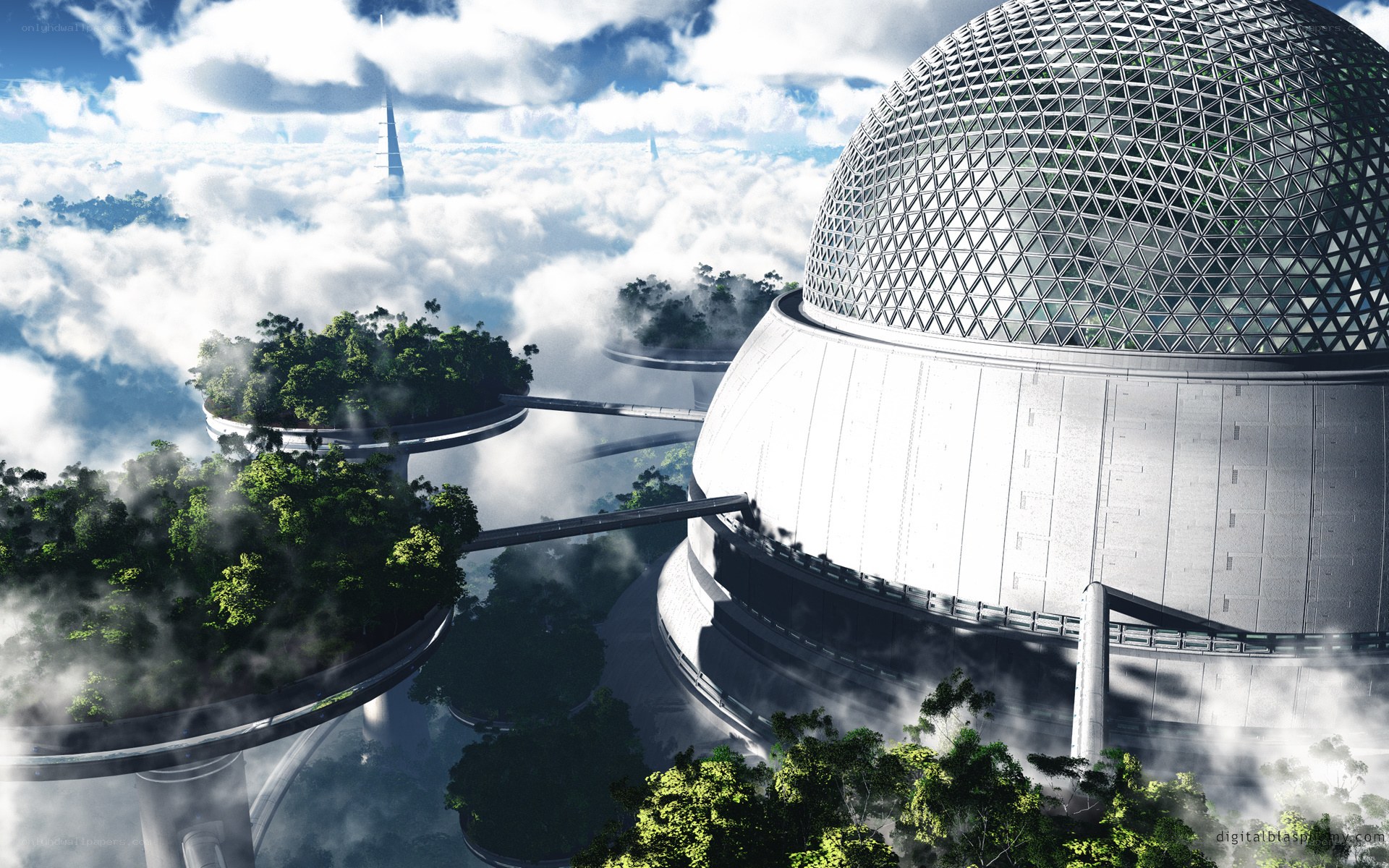 Futuristic cloud city