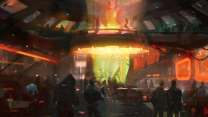 futuristic club interior