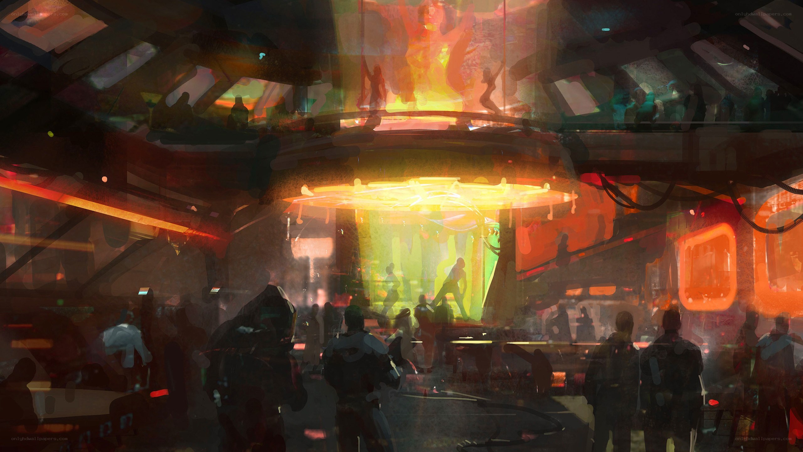 futuristic club interior