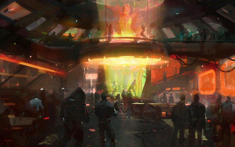 Futuristic Club Interior — Orange