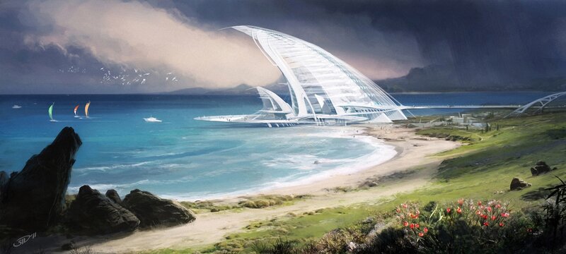 Futuristic coastal architecture