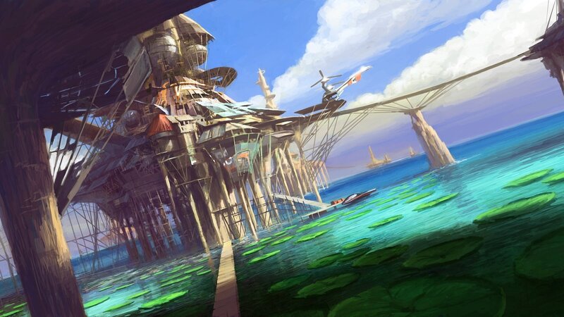 futuristic coastal settlement