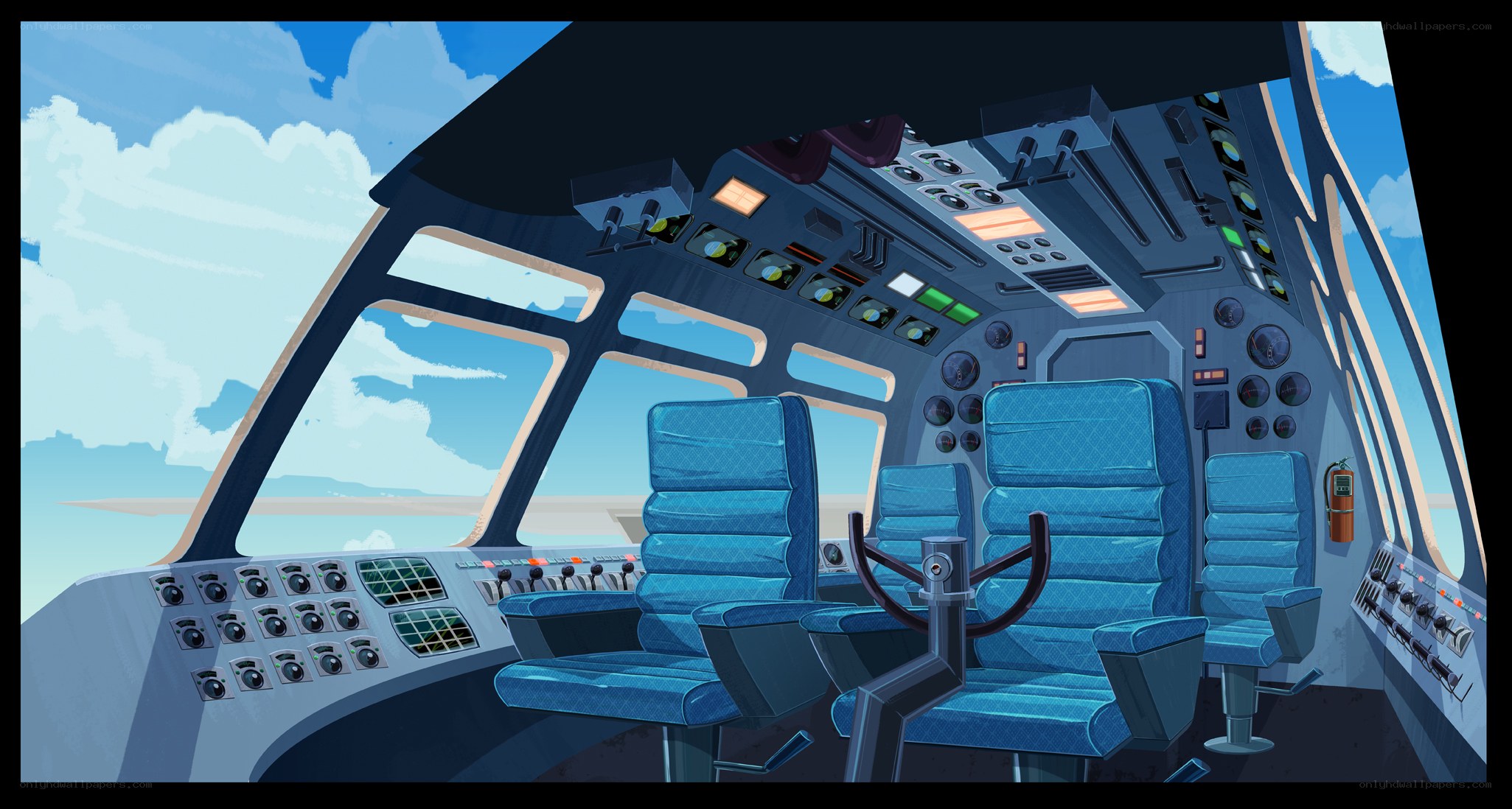 futuristic cockpit interior