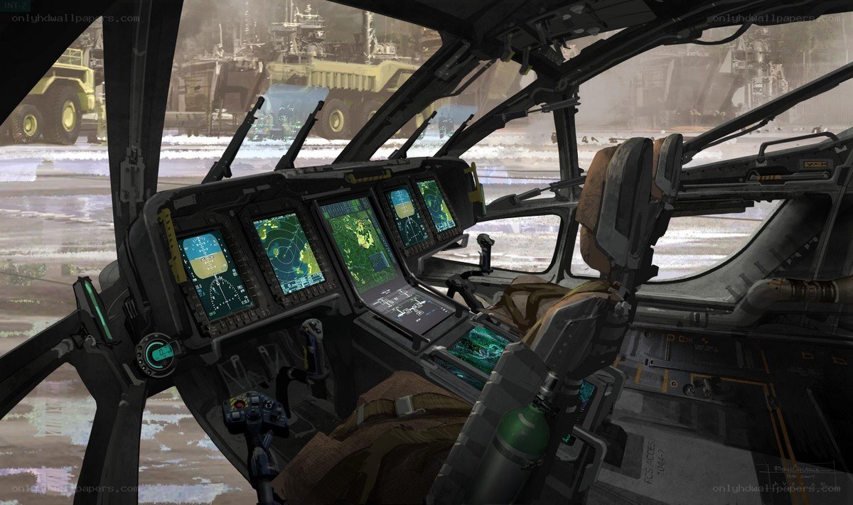 futuristic cockpit interior