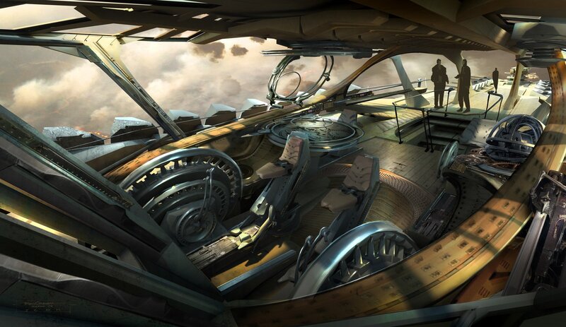 Futuristic Cockpit Interior — Brown, Dramatic