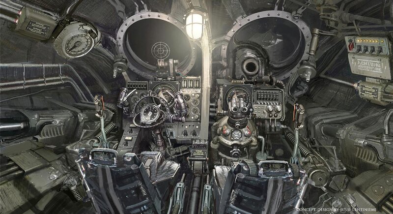 futuristic cockpit interior