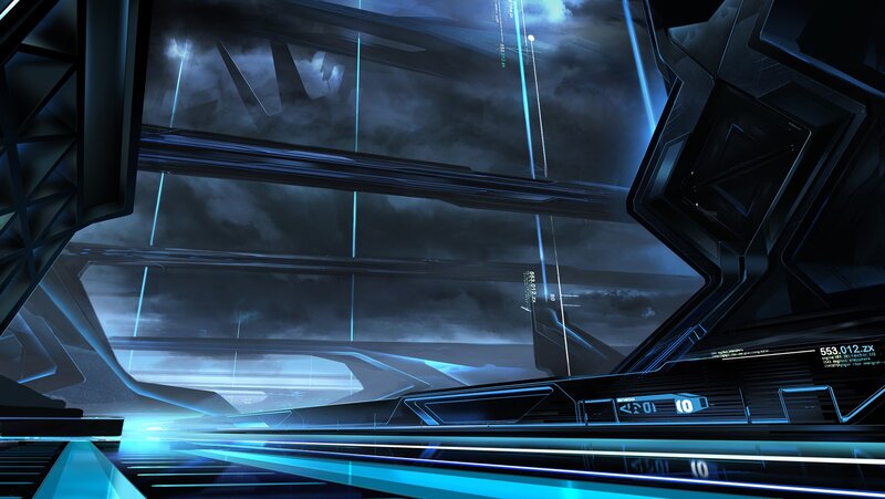 futuristic cockpit view
