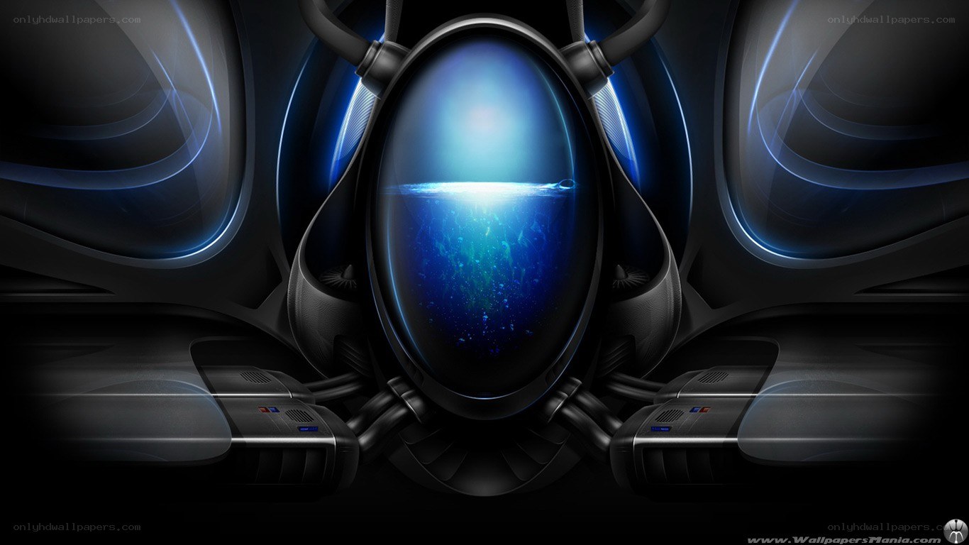 futuristic cockpit with blue light