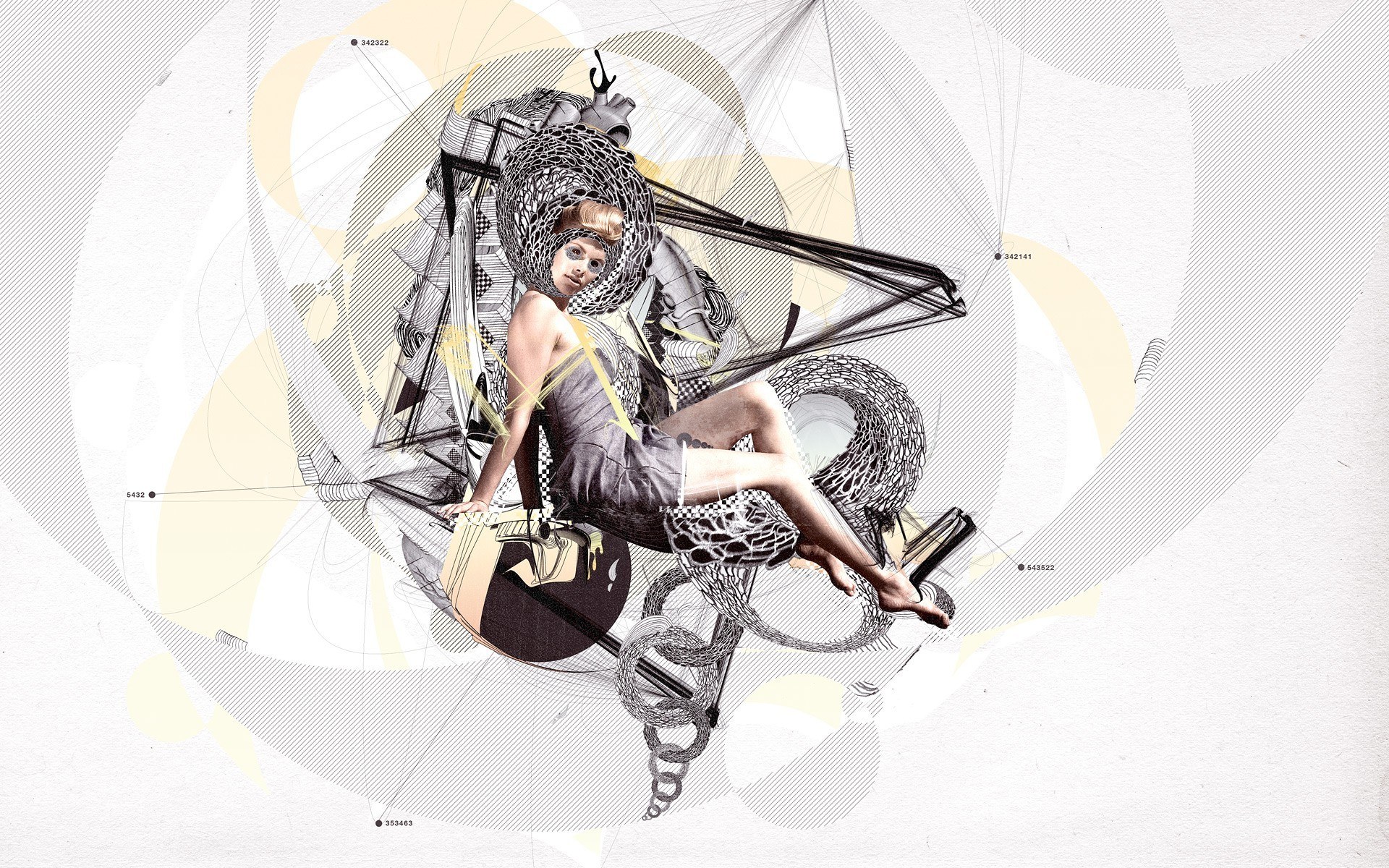 futuristic collage with woman