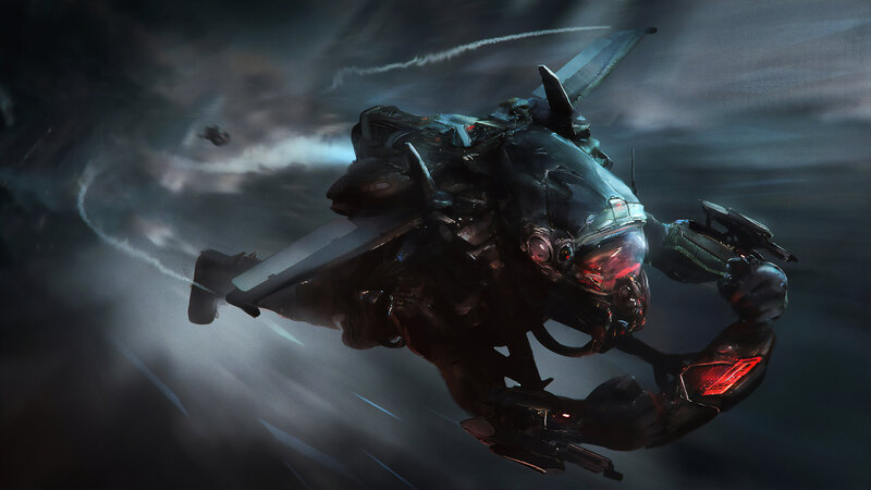 Futuristic Combat Aircraft — Black