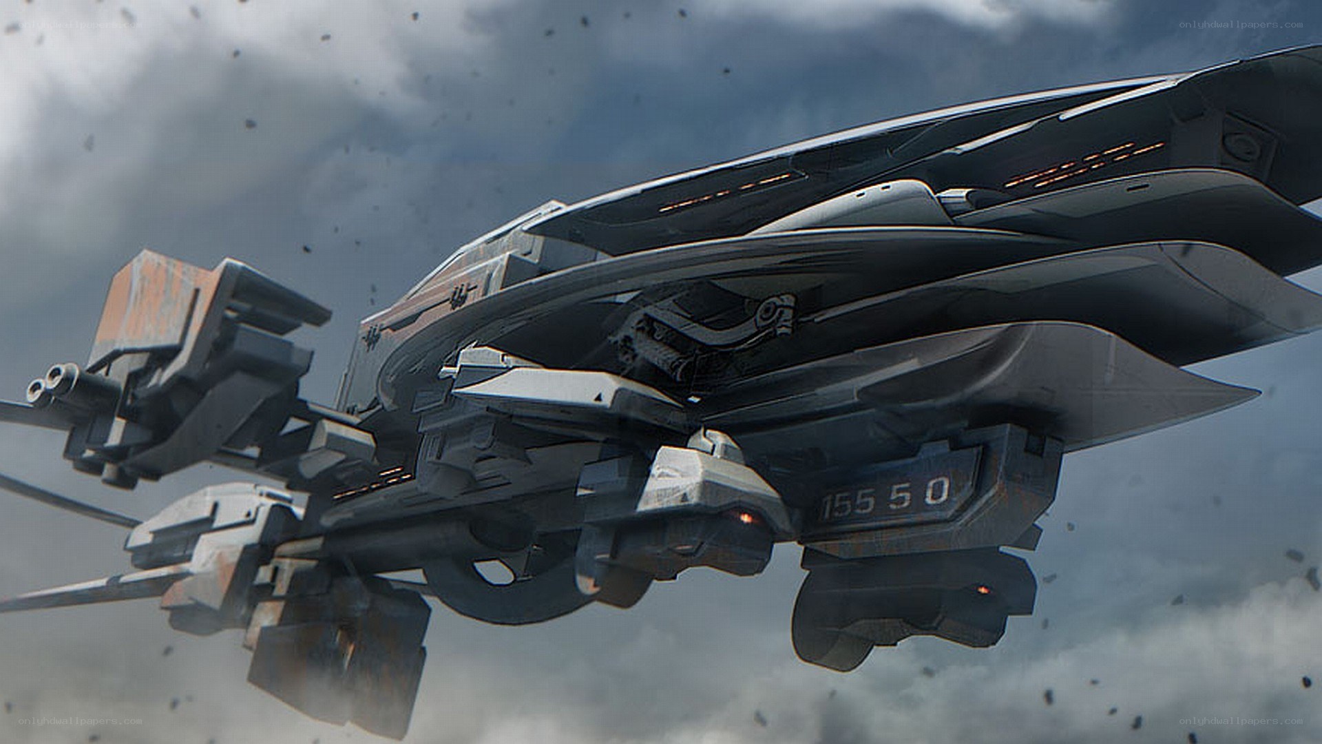 futuristic combat aircraft in flight