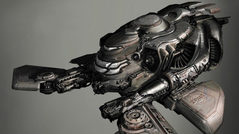 futuristic combat mech