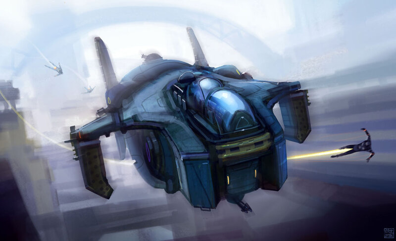 Futuristic combat spacecraft