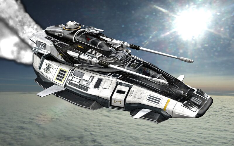 Futuristic Combat Spacecraft — White