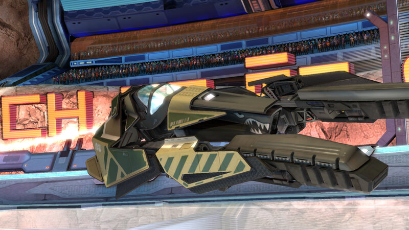 futuristic combat vehicle in arena