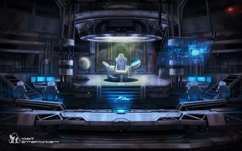 Futuristic Command Center — Blue, Dramatic, Night, Digital Art
