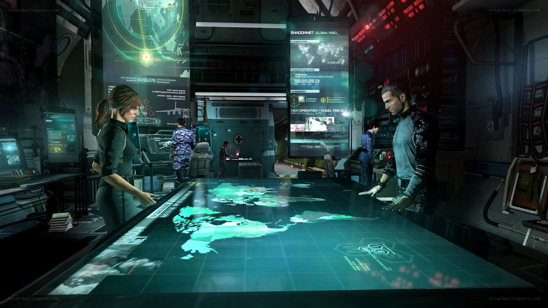 futuristic command center scene