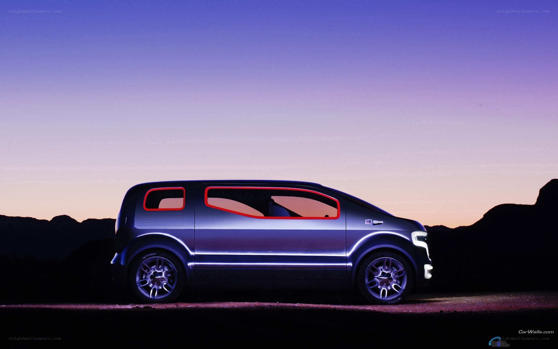 futuristic concept car at dusk
