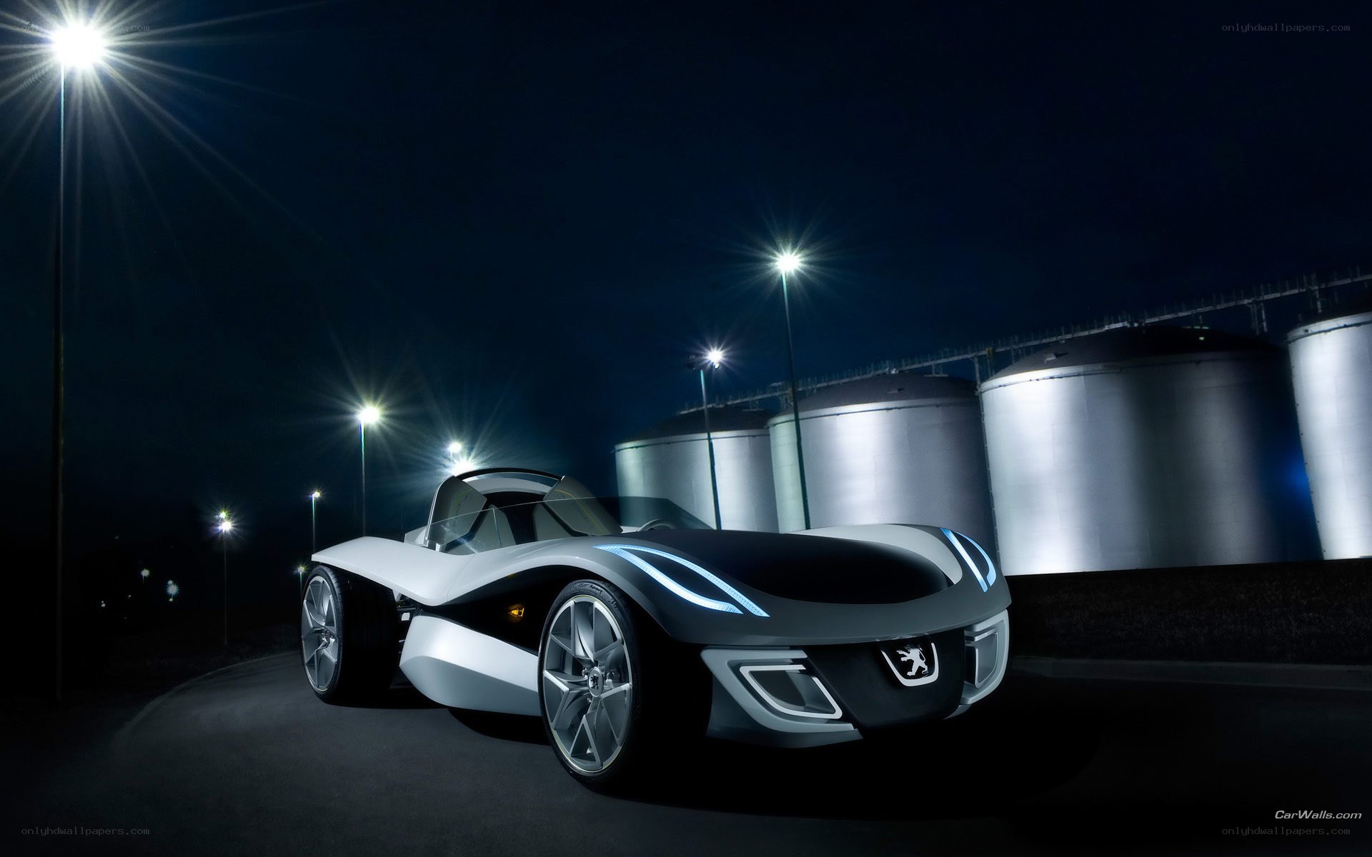 futuristic concept car at night