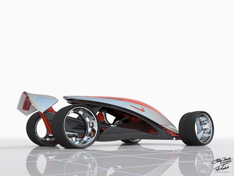 Futuristic Concept Car — Black, 3d Render, Wheels