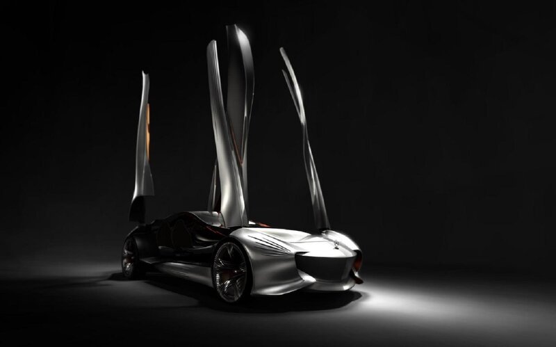 Futuristic Concept Car — Black, Dramatic, 3d Render, Car Door