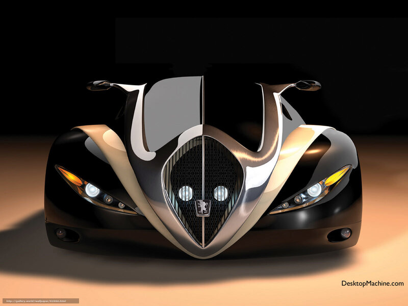 Futuristic Concept Car — Black, Dramatic, 3d Render, Headlights, Grille, Side Mirrors