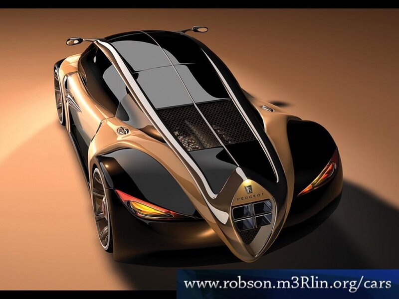 Futuristic Concept Car — Black, Dramatic, 3d Render, Headlights, Wheels, Gold