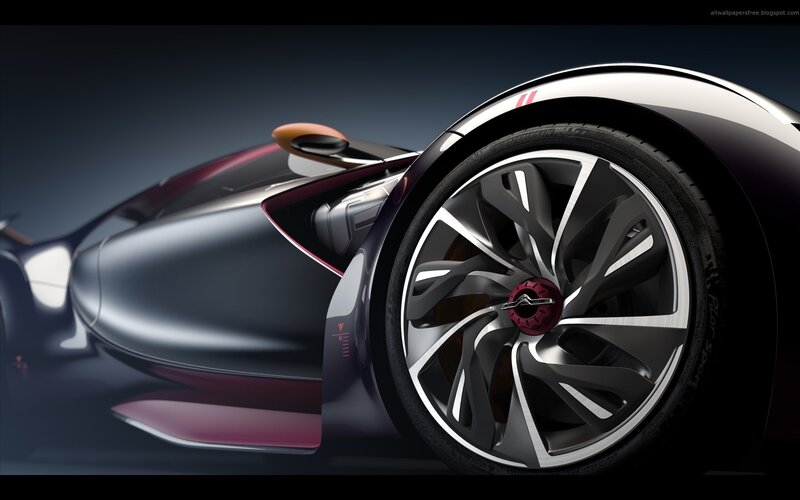 Futuristic Concept Car — Black, Dramatic, 3d Render, Wheel, Side Mirror