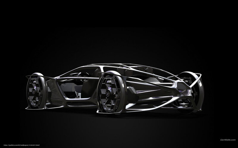 Futuristic Concept Car — Black, Dramatic, 3d Render, Wheels, Frame
