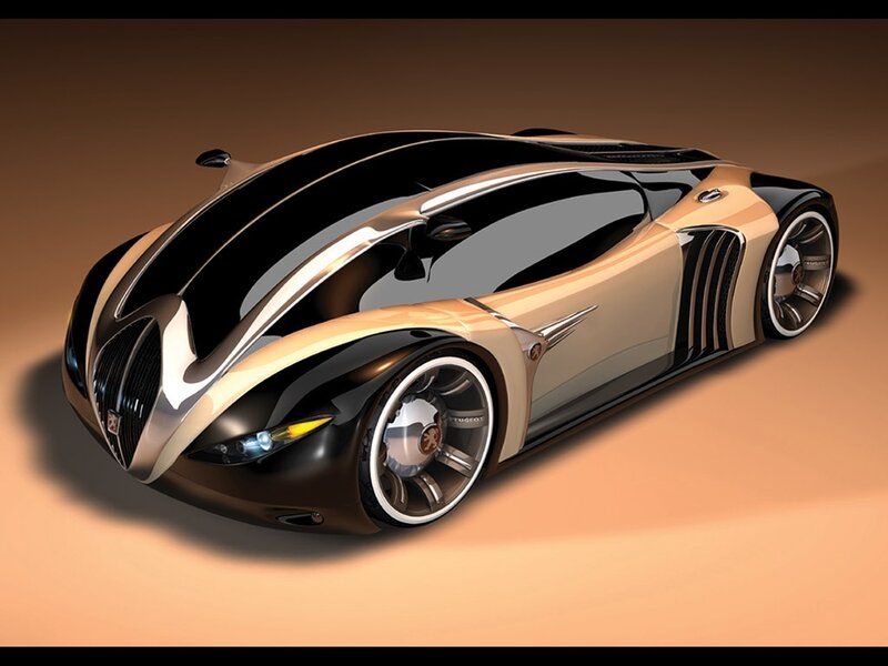 Futuristic Concept Car — Black, Dramatic, 3d Render, Wheels, Headlights