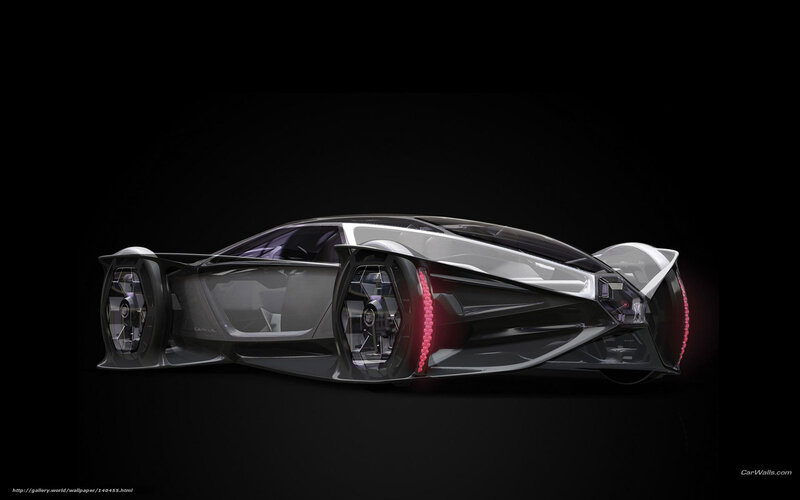 Futuristic Concept Car — Black, Dramatic, 3d Render, Wheels, Lights