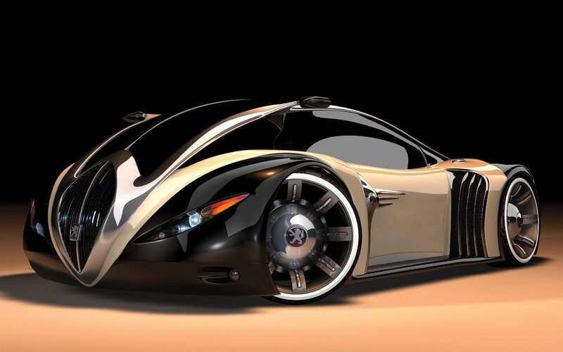 Futuristic Concept Car — Black, Dramatic, 3d Render, Wheels