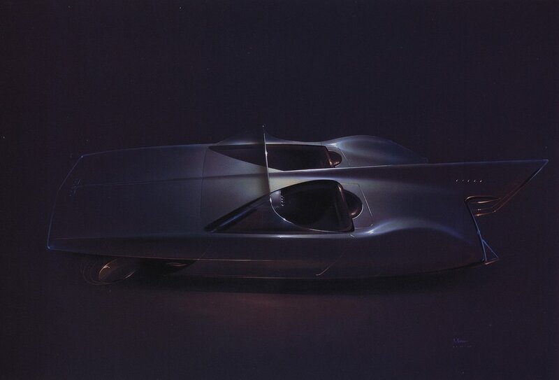 Futuristic Concept Car — Black, Dramatic, Night, Illustration
