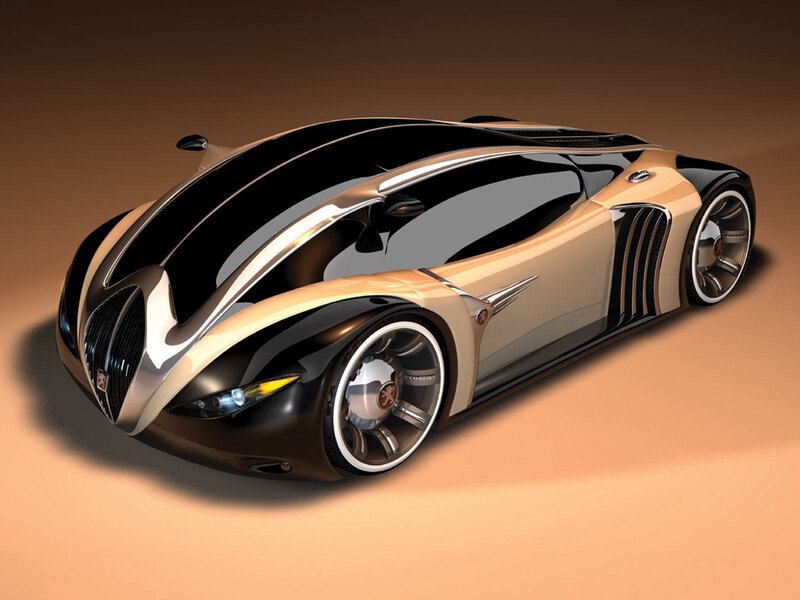 Futuristic Concept Car — Black, Sleek, 3d Render, Wheels, Headlights, Grille