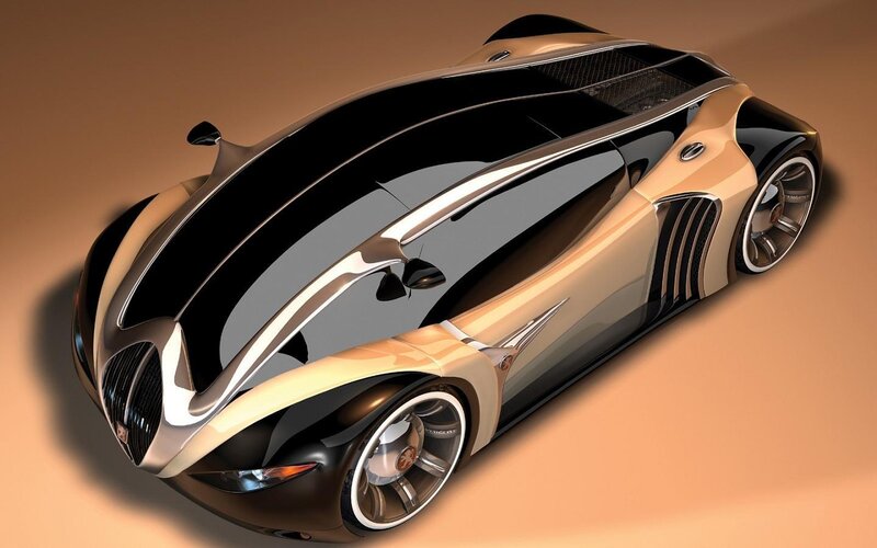 Futuristic Concept Car — Black, Sleek, 3d Render, Wheels