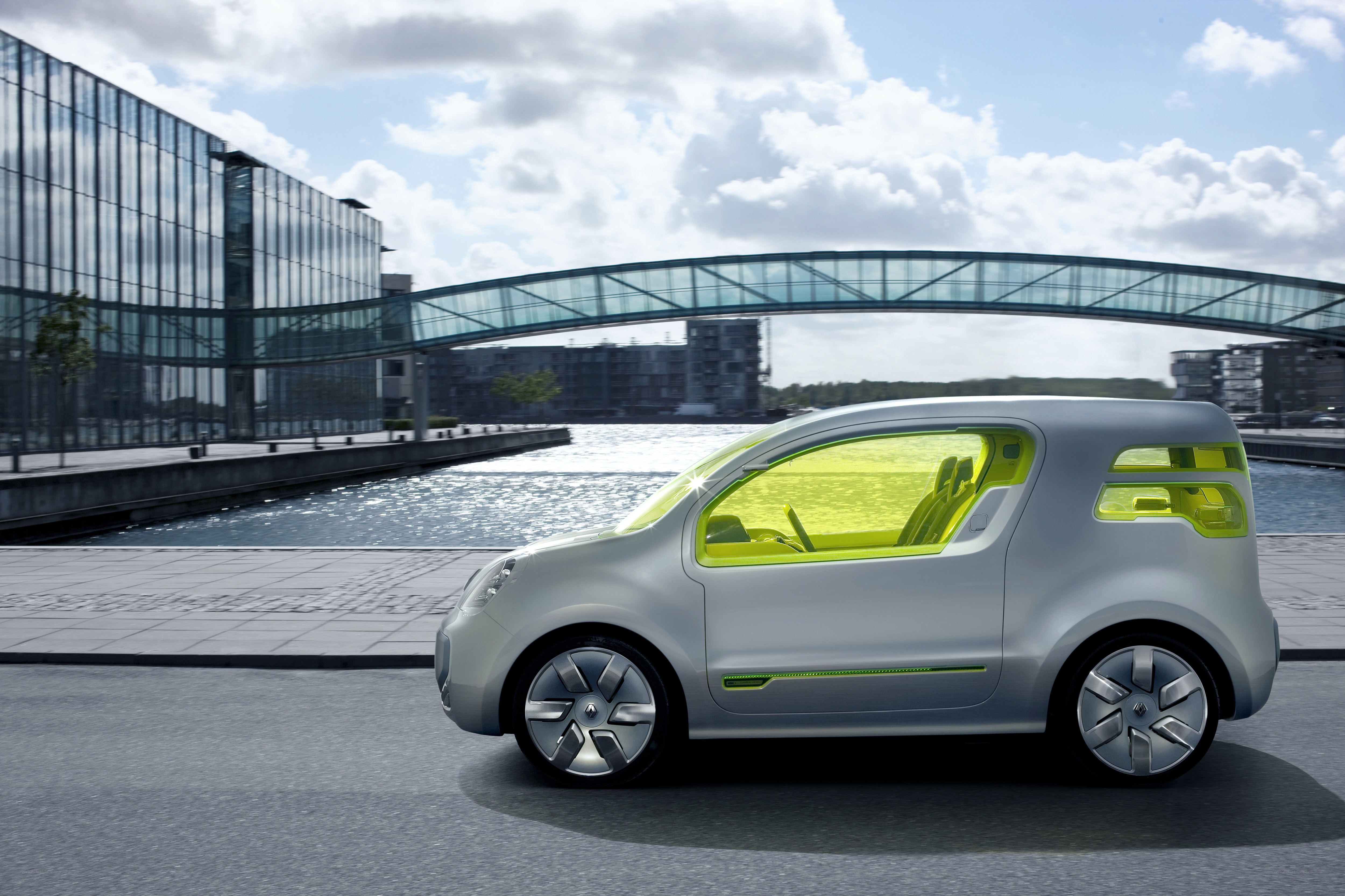 futuristic concept car by water