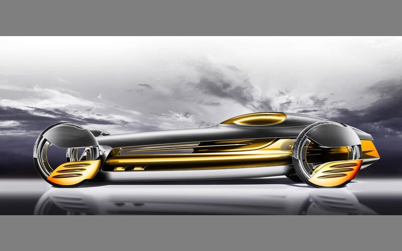 Futuristic Concept Car — Gold
